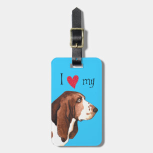 Étiquette À Bagage J'aime ma peau de Basset