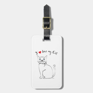 Étiquette À Bagage J'aime mon chat, mignonne, Cool