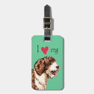 Étiquette À Bagage J'aime mon chien d'eau espagnol