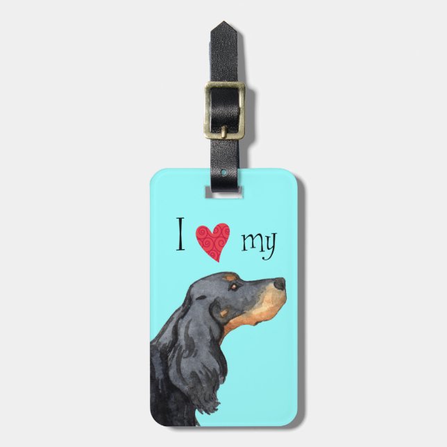 Étiquette À Bagage J'aime mon Gordon Setter (Devant Vertical)