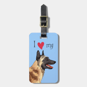 Étiquette À Bagage J'aime mon Malinois belge