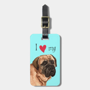 Étiquette À Bagage J'aime mon mastiff