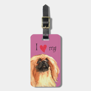 Étiquette À Bagage J'aime mon Pekingese
