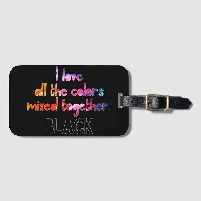 Étiquette À Bagage J'aime toutes les couleurs ensemble noir uni (Devant Horizontal)