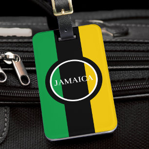 Étiquette À Bagage Jamaïque Couleurs Vert Noir Or Jamaïcain