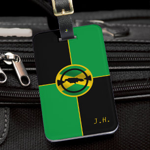 Étiquette À Bagage Jamaïque Green Black & Gold Color Block Jamaïcain