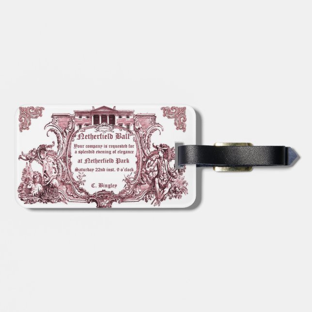 Étiquette À Bagage Jane Austen : Invitation de boule de Netherfield (Dos horizontal)