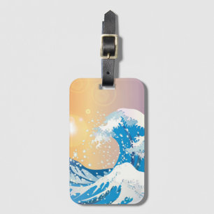 Étiquette À Bagage Japonais Wave Art Sunset Ocean