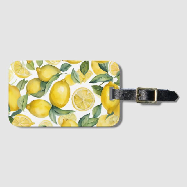 Étiquette À Bagage Jardin de citron aquarelle (Devant Horizontal)
