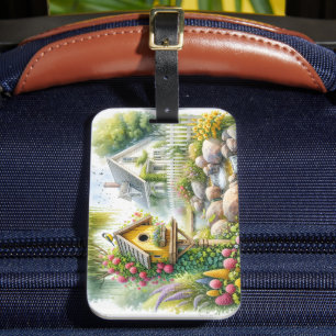 Étiquette À Bagage Jardin de cottage fantaisiste Niche à oiseaux Ruis