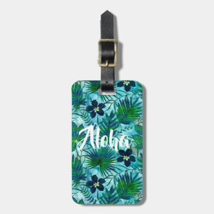 Étiquette À Bagage Jardin tropical hawaïen Teal de Nalani