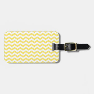 Étiquette À Bagage Jaune citron et motif chevron blanc