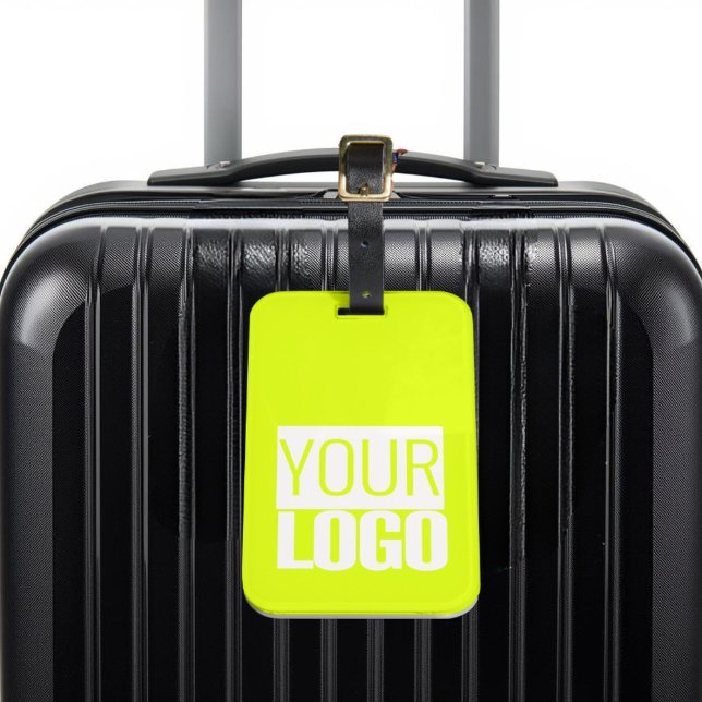 Étiquette À Bagage jaune fluorescent - ajoutez votre logo (Créateur téléchargé)