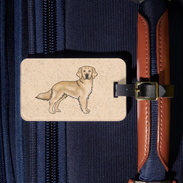 Étiquette À Bagage Jaune Golden Retriever mignon dessin de chien (Insitu Rectoal 4)