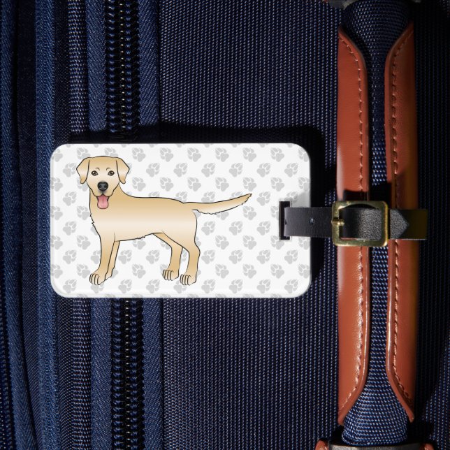 Étiquette À Bagage Jaune Labrador Retriever Dessin Chien & Texte (Insitu Rectoal 4)
