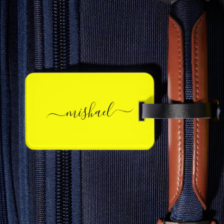 Étiquette À Bagage Jaune néon, Typographie, Personnaliser