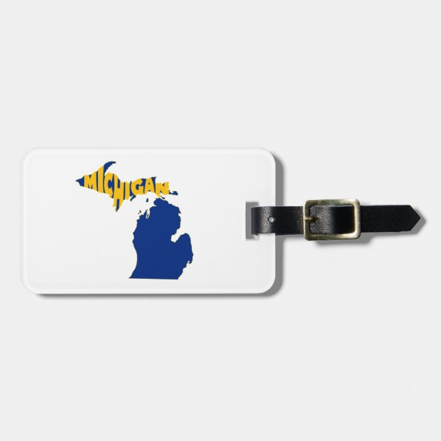 Étiquette À Bagage Jaune nommé d'art de mot d'État du Michigan (Devant horizontal)