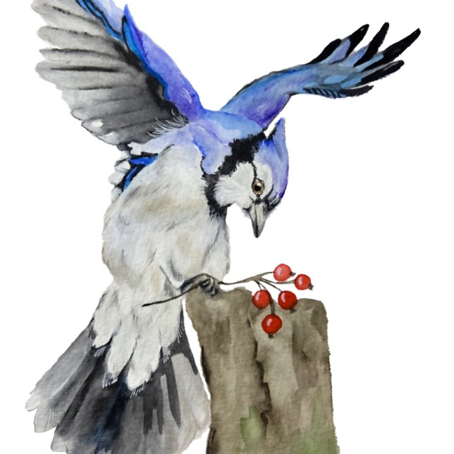 Étiquette À Bagage Jay bleu d'oiseau de la forêt (Créateur téléchargé)