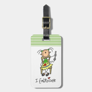 Étiquette À Bagage Je brode le chiffre de bâton