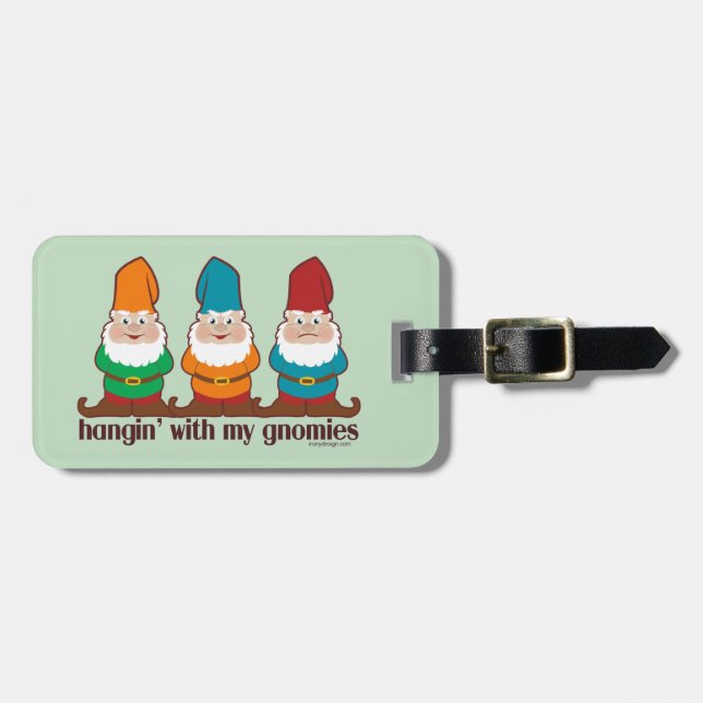 Étiquette À Bagage Je Pense À Mes Gnomes (Devant horizontal)
