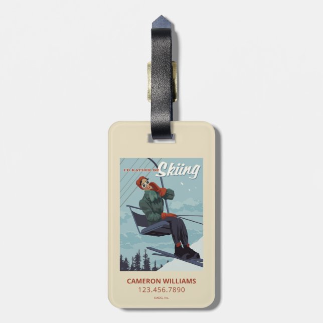 Étiquette À Bagage Je préfère skier Imprimer (Dos Vertical)