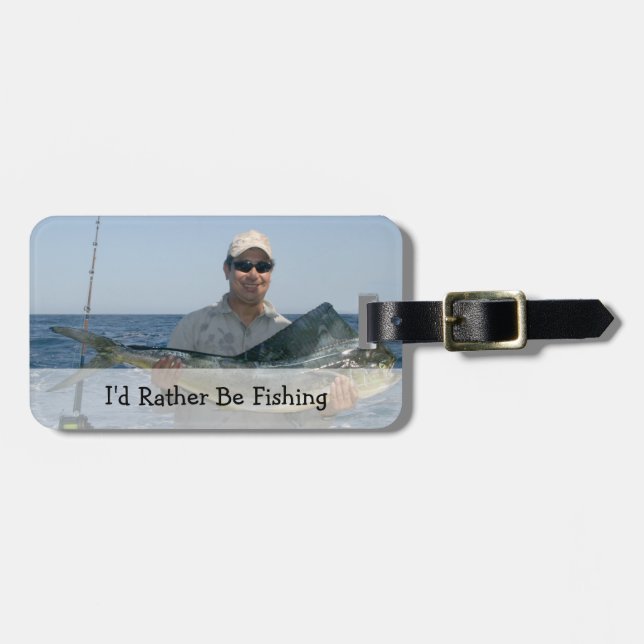 Étiquette À Bagage Je Préférerais Être Pêche, étiquette de bagage pho (Devant horizontal)