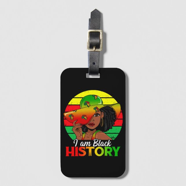 Étiquette À Bagage Je Suis Noir Histoire Amérique Africaine (Devant Vertical)