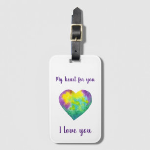 Étiquette À Bagage Je t'aime coeur arc-en-ciel Saint-Valentin