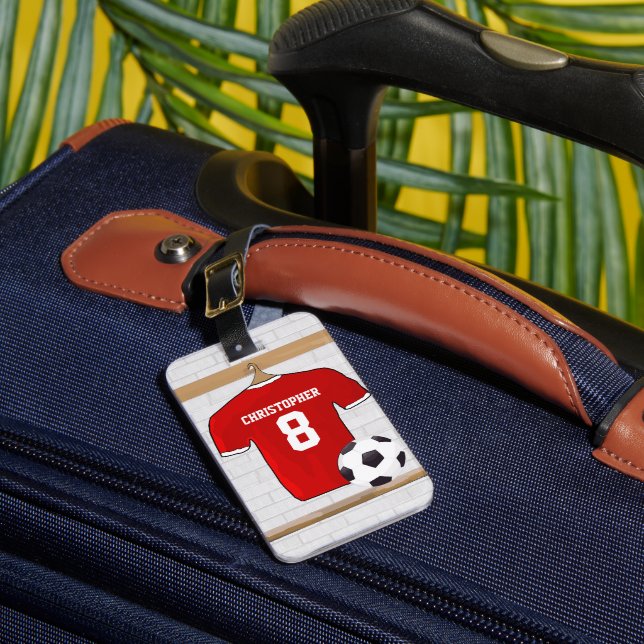 Étiquette À Bagage Jersey de football rouge et blanc personnalisé (Insitu Rectoal 1)