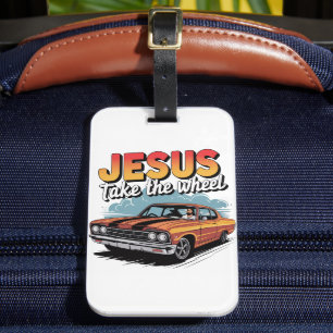 Étiquette À Bagage Jesus Prend le Volant Voiture Musclée Vintage