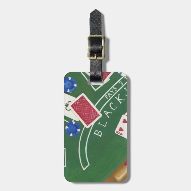 Étiquette À Bagage Jeu de Blackjack avec chips par Chariklia Zarris (Devant Vertical)
