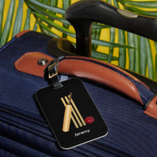 Étiquette À Bagage Jeu de cricket, texte personnalisable Balise de ba