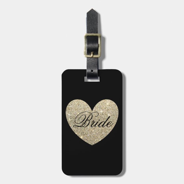 Étiquette À Bagage Jeune mariée de coeur de parties scintillantes de (Devant Vertical)