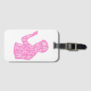 Étiquette À Bagage JJ's silhouette ménagère citation en rose pastel