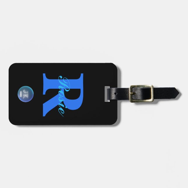 Étiquette À Bagage JK 2023 Balise de bagage Monogramme double face (Devant horizontal)