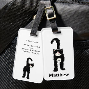Étiquette À Bagage Joli chat noir Personnalisé