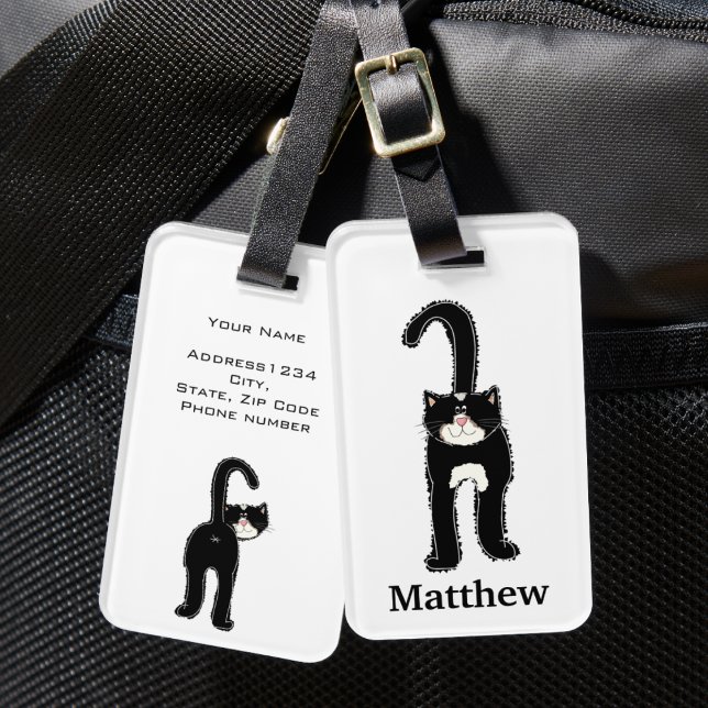 Étiquette À Bagage Joli chat noir Personnalisé (Créateur téléchargé)