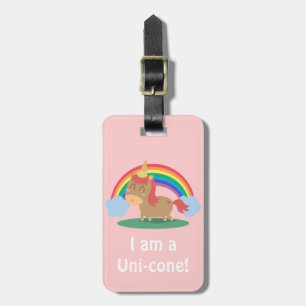 Étiquette À Bagage Joli cheval brun essayant d'être une licorne pun