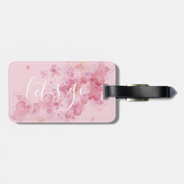 Étiquette À Bagage Joli floral, allons-y citer | étiquette de bagage (Dos horizontal)