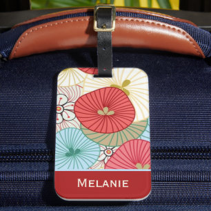 Étiquette À Bagage Joli floral élégant japonais personnalisé