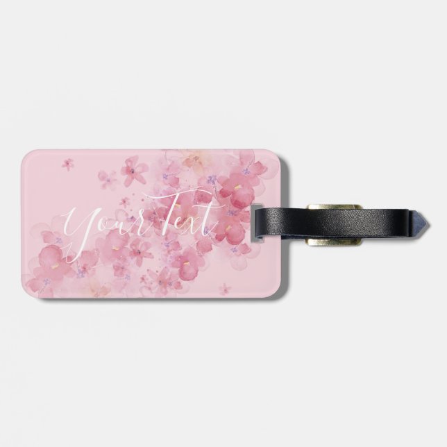 Étiquette À Bagage Joli floral | Votre texte ici | étiquette de bagag (Dos horizontal)