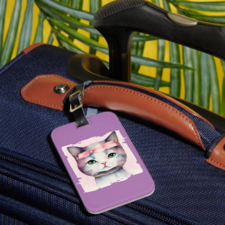 Étiquette À Bagage Joli Kitty Avec Bow Rose
