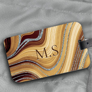 Étiquette À Bagage Joli marbre beige marbré art Parties scintillant m