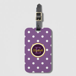 Étiquette À Bagage Joli monogramme points violets