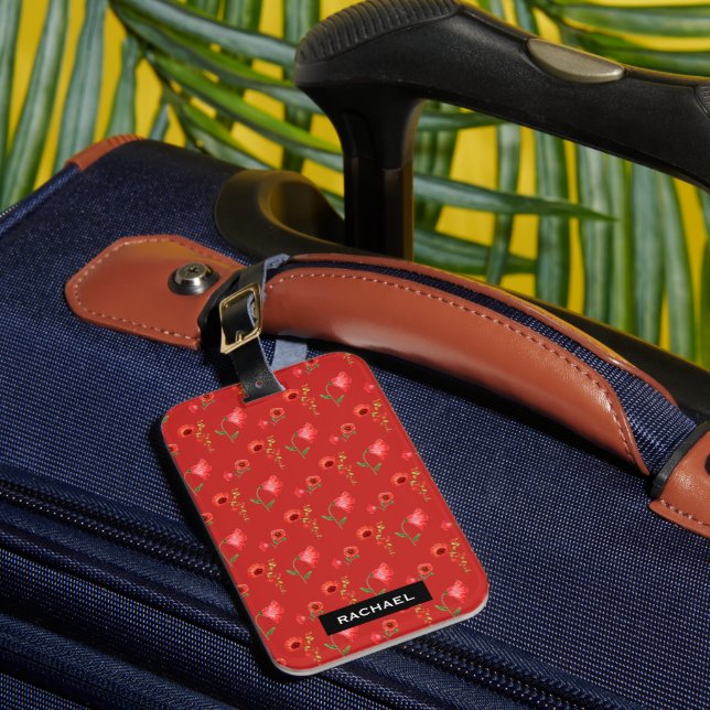 Étiquette À Bagage Joli Motif Red Poppies Personnalisé (Insitu Rectoal 1)