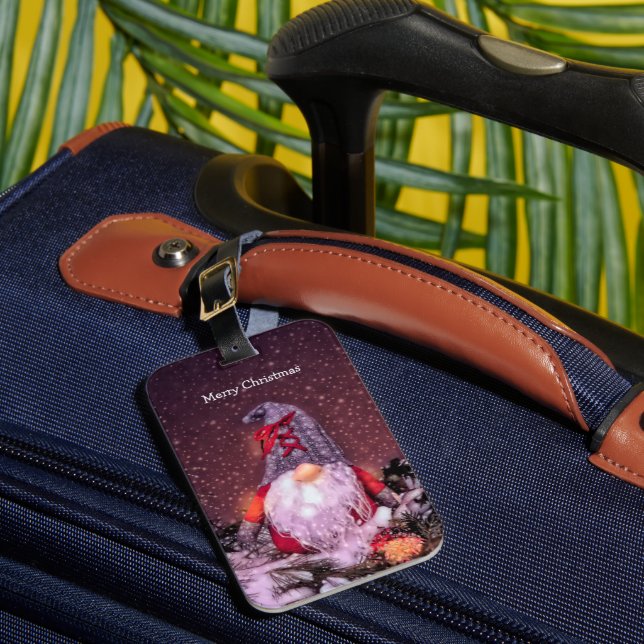 Étiquette À Bagage Joli Noël Whimsical Gnome Holiday Tree (Insitu Rectoal 1)