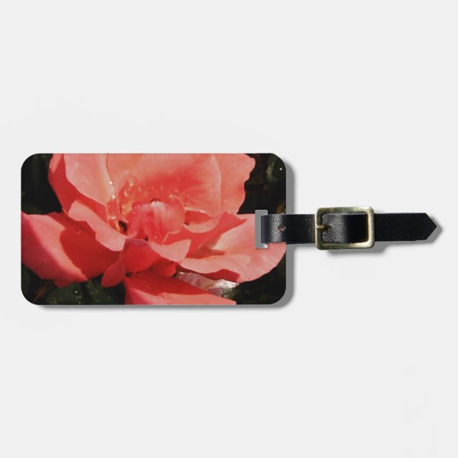 Étiquette À Bagage Joli rose rose Peach floral (Devant horizontal)