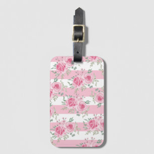 Étiquette À Bagage Joli rose Rose rose rayures roses