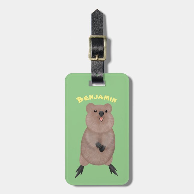 Étiquette À Bagage Joli sourire mignon dessin animé quokka (Devant Vertical)