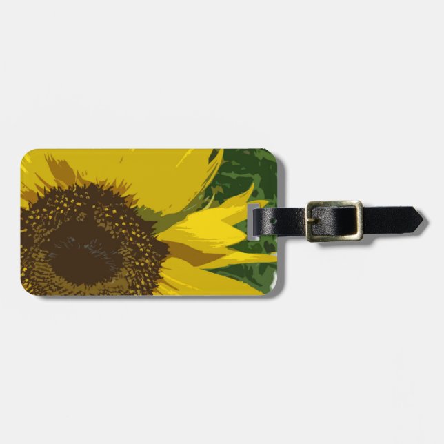 Étiquette À Bagage Joli tournesol clair Pétales Jaunes Fleur (Devant horizontal)